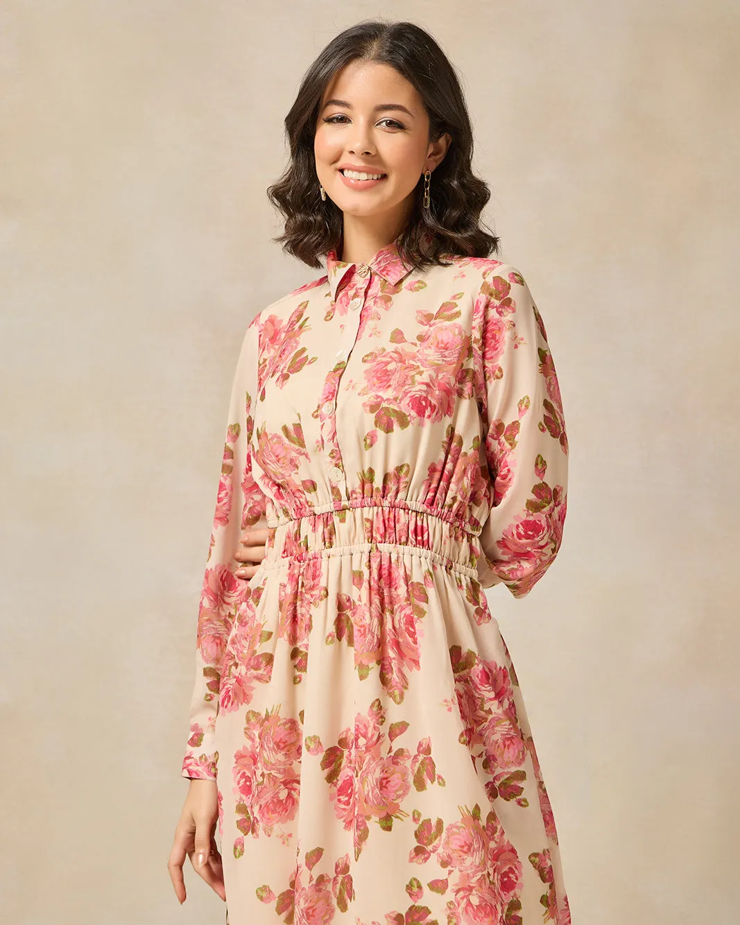 Women Beige Floral Dress sold by Redtag product image thumbnail 2