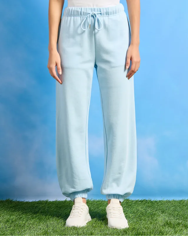 Women Blue Cuff Hem Joggers sold by Redtag