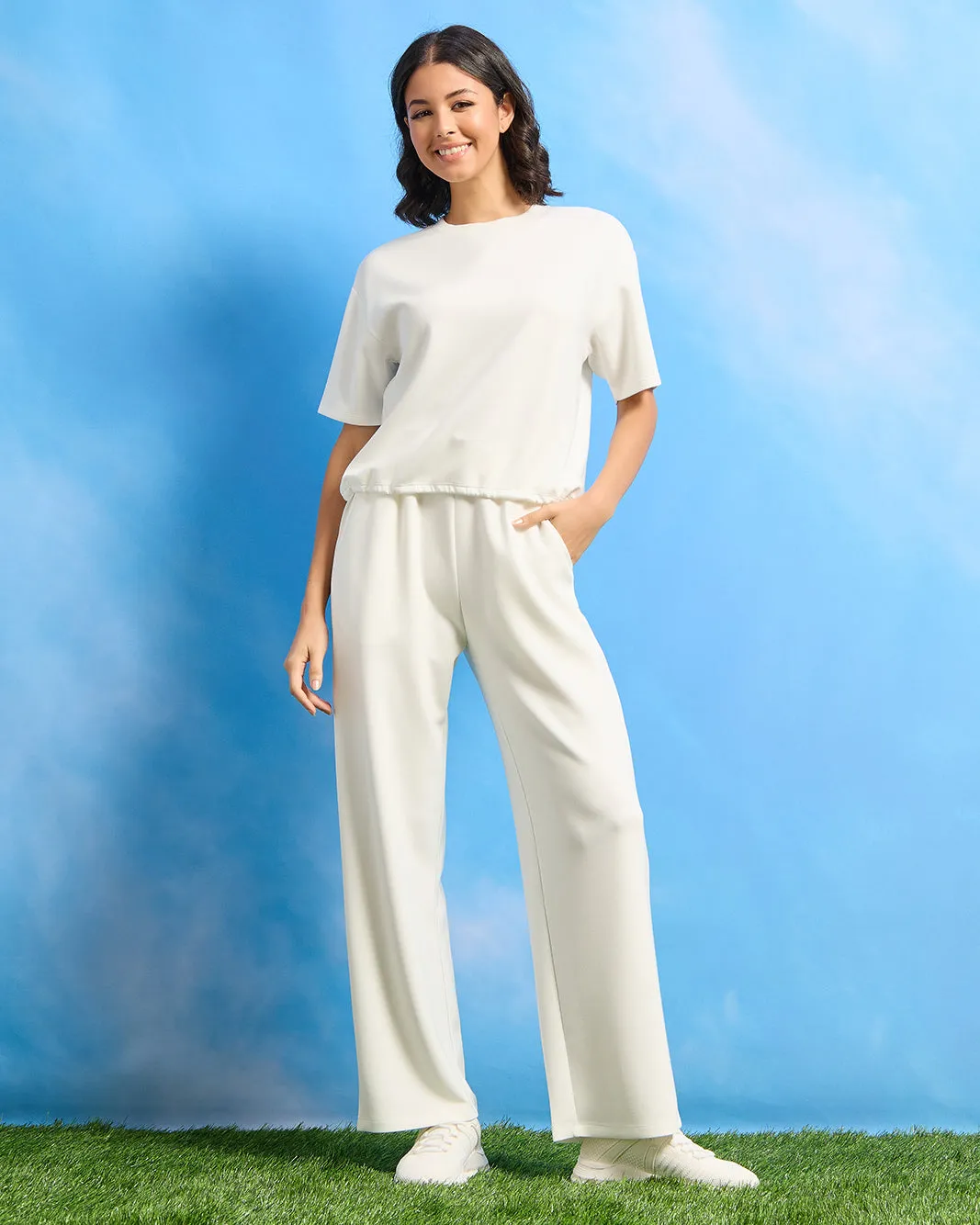 Women Ivory Wide Leg Active Pants sold by Redtag product image thumbnail 2
