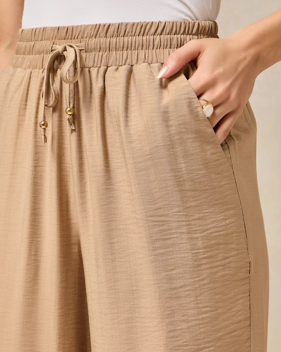 Women Beige Wide Leg Trouser sold by Redtag product image thumbnail 4