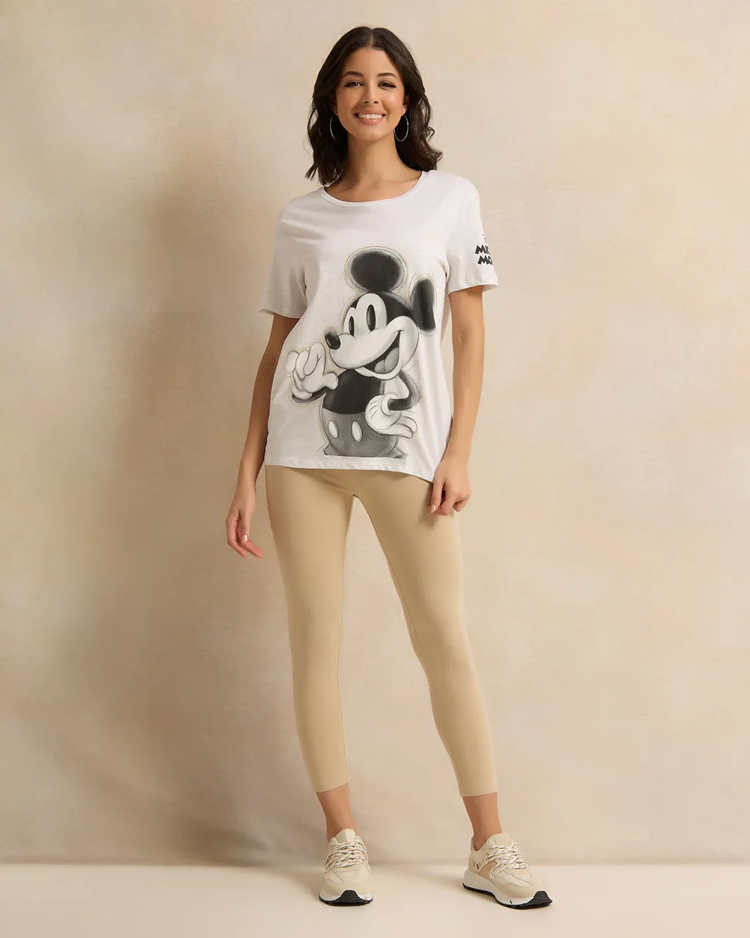 Women Ecru Mickey Mouse Printed T-Shirt sold by Redtag product image thumbnail 2