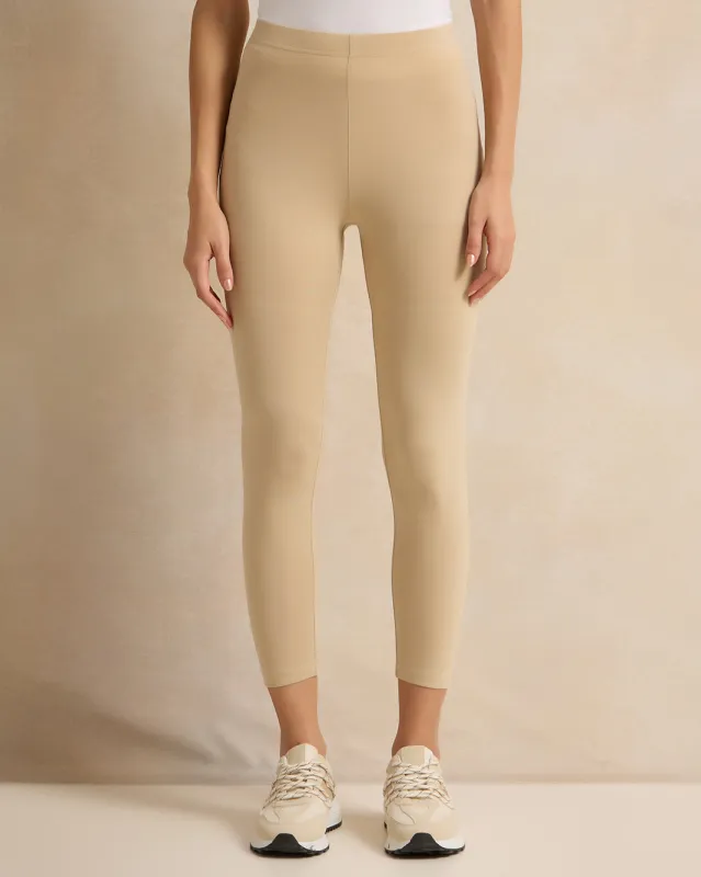 Women Beige Cropped Leggings sold by Redtag