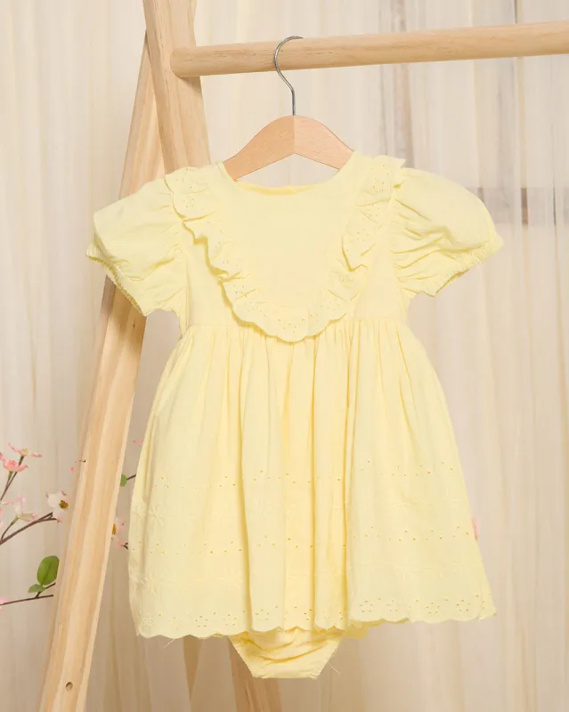 Infant Girls Yellow Embellished Dress sold by Redtag