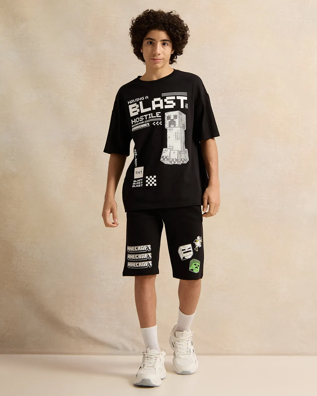 Senior Boys Black Blast Hostile Oversize Minecraft T-Shirt sold by Redtag product image thumbnail 2