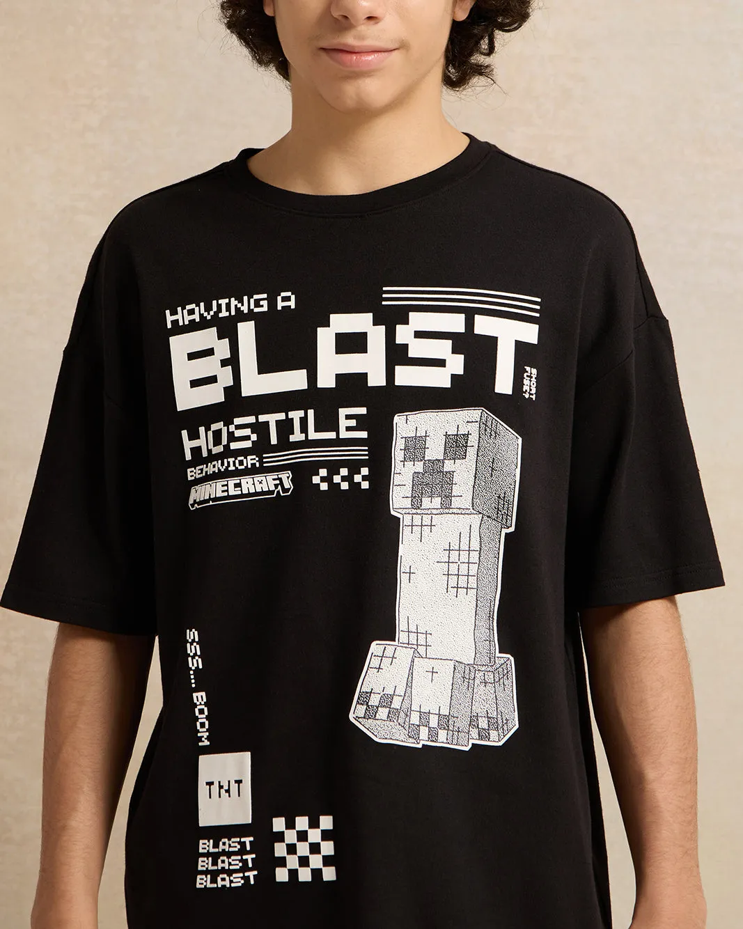 Senior Boys Black Blast Hostile Oversize Minecraft T-Shirt sold by Redtag product image thumbnail 4
