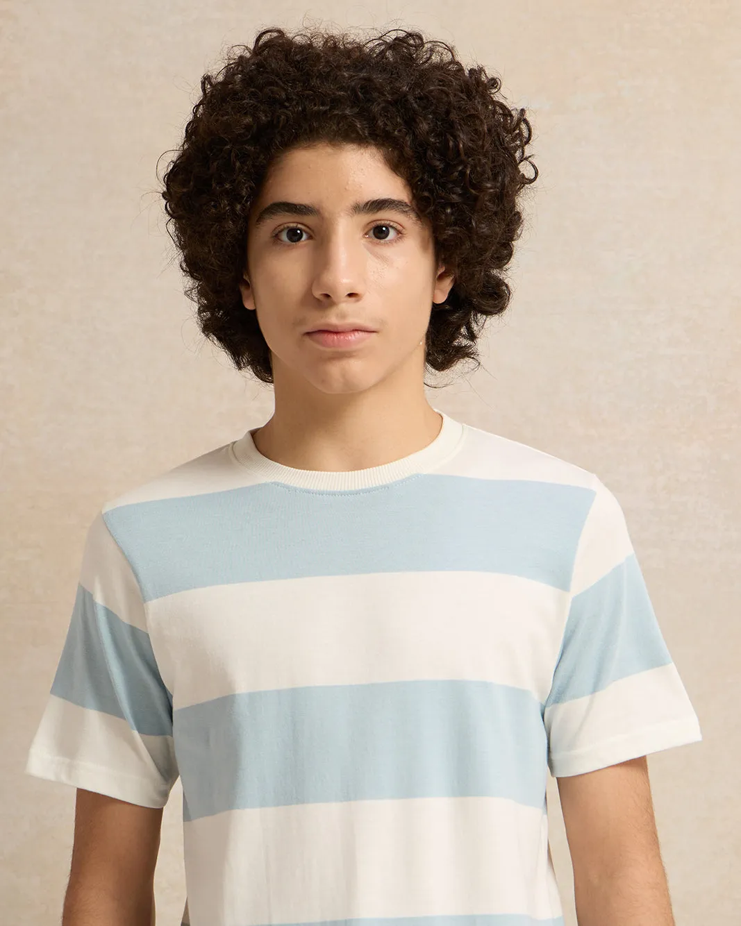 Senior Boys Blue Striped T-Shirt sold by Redtag product image thumbnail 4