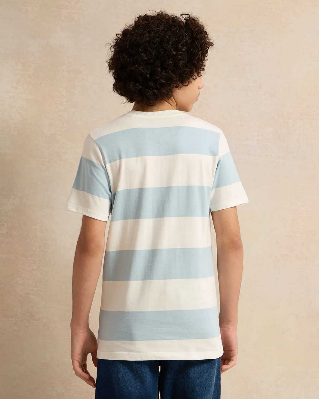 Senior Boys Blue Striped T-Shirt sold by Redtag product image thumbnail 3