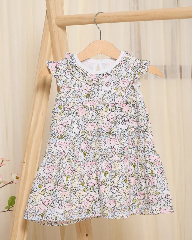 Infant Girls White Floral Dress sold by Redtag