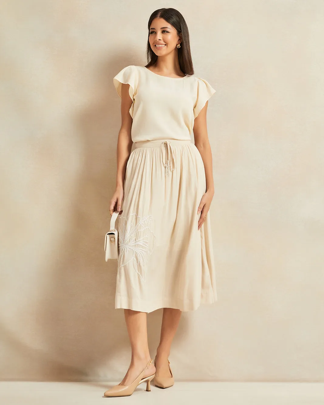 Women Beige Ruffle Sleeve Detailed Blouse sold by Redtag product image thumbnail 2