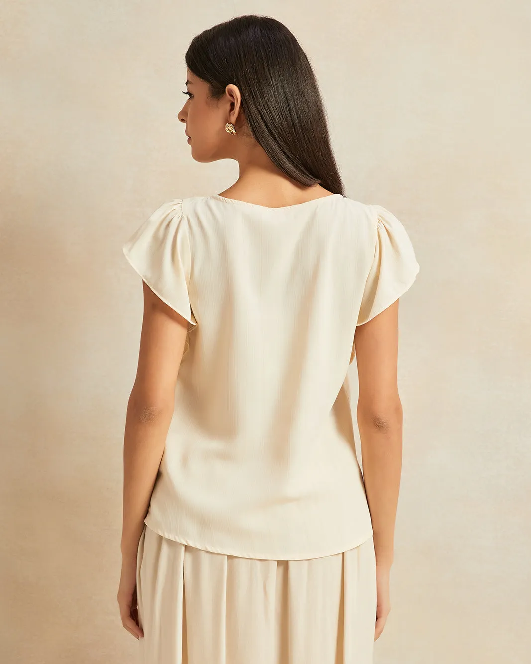 Women Beige Ruffle Sleeve Detailed Blouse sold by Redtag product image thumbnail 3