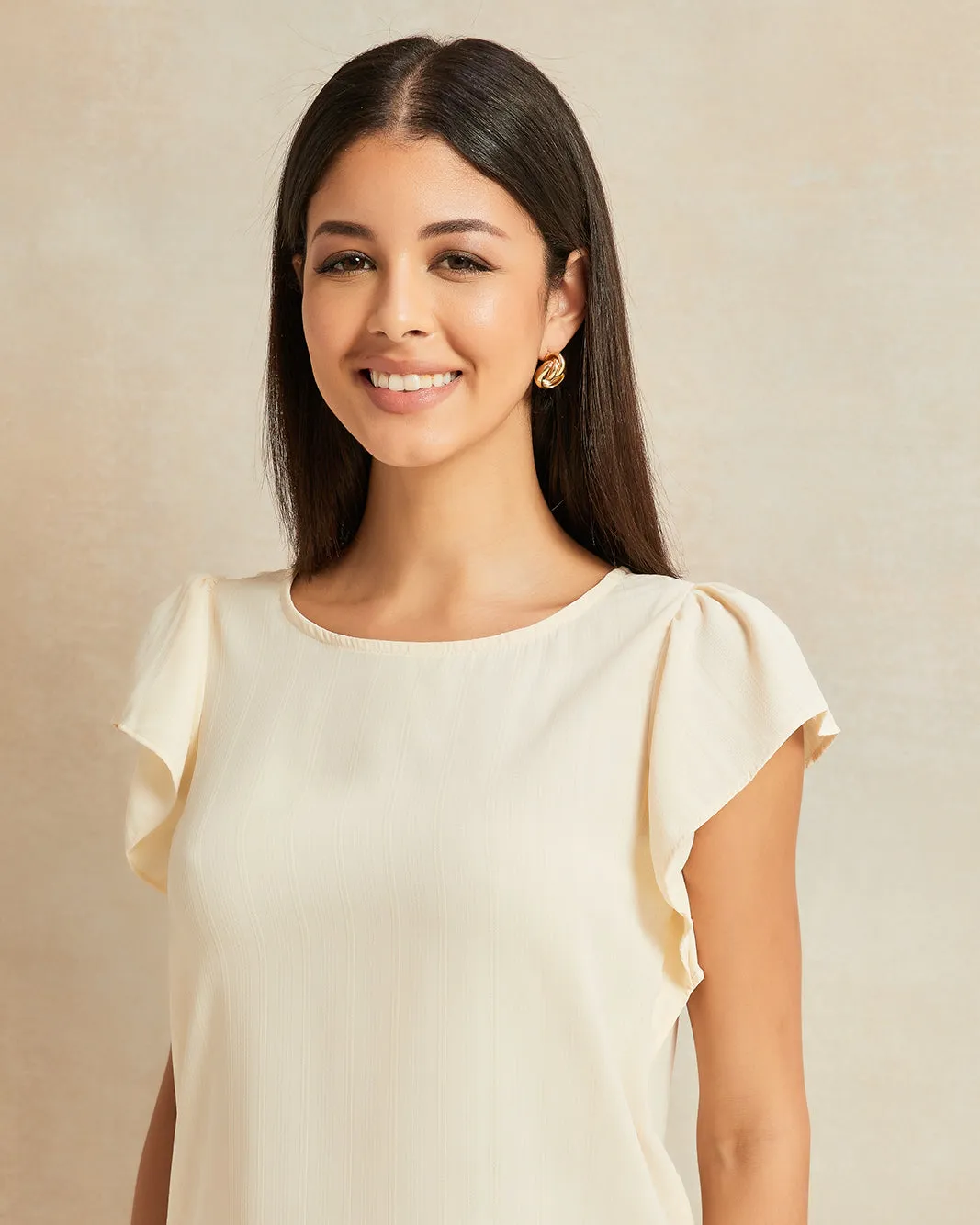 Women Beige Ruffle Sleeve Detailed Blouse sold by Redtag product image thumbnail 4