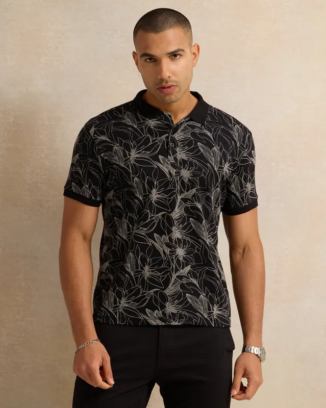 Men Black Basic Polo Shirt sold by Redtag