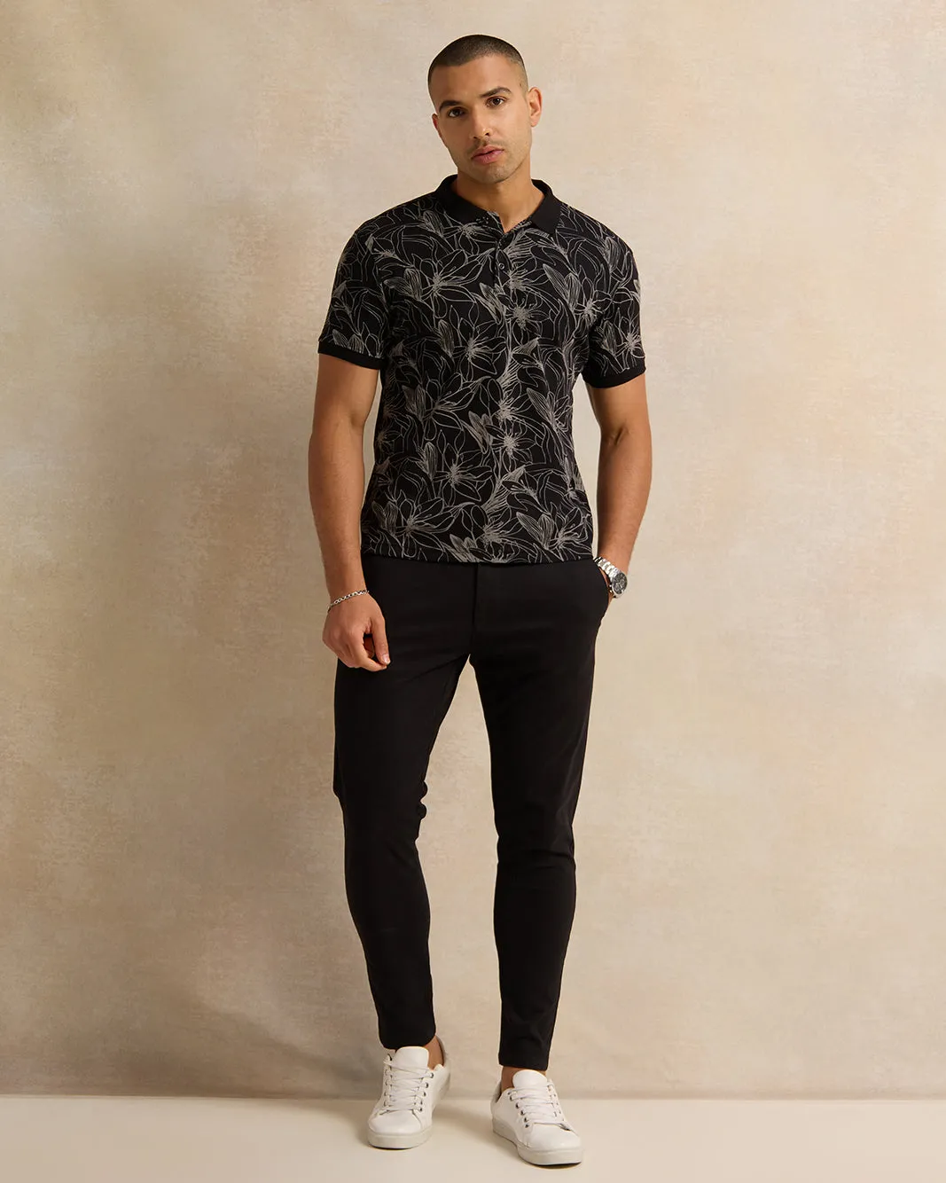 Men Black Basic Polo Shirt sold by Redtag product image thumbnail 2