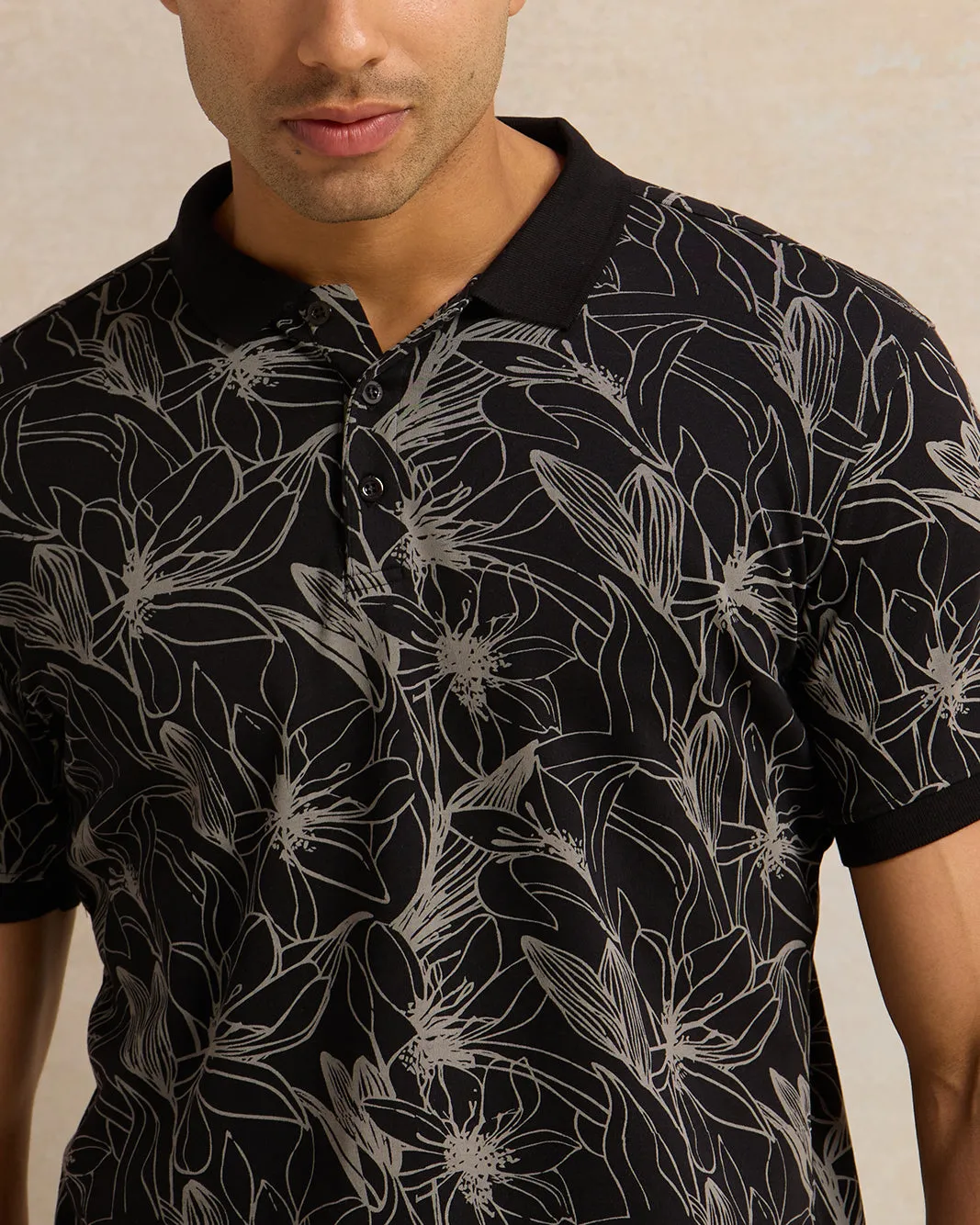 Men Black Basic Polo Shirt sold by Redtag product image thumbnail 4
