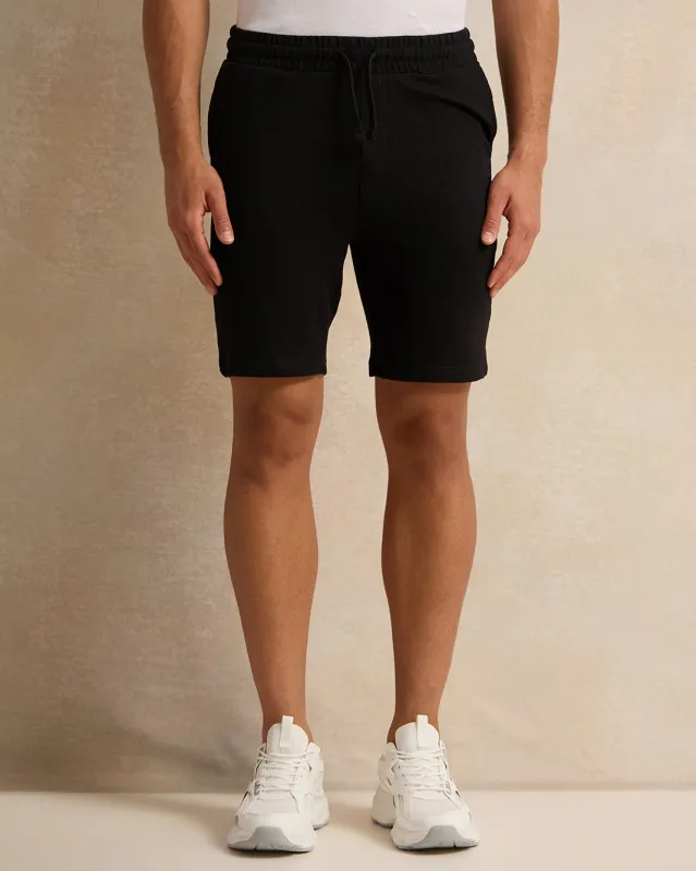 Men Black Plain Lounge Short sold by Redtag