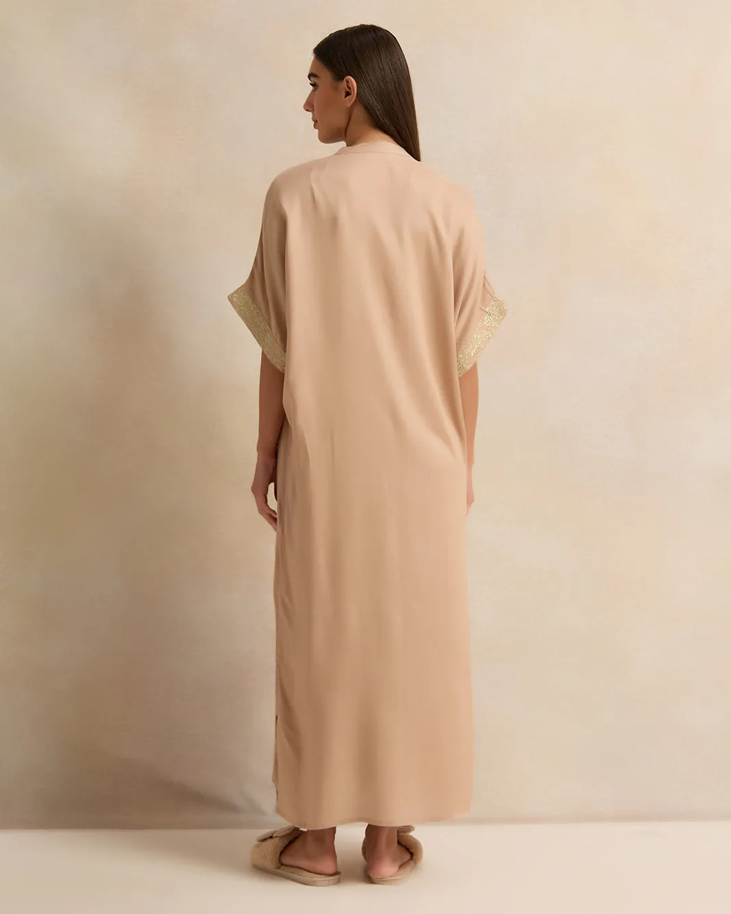 Women Beige Embroidery Kaftan Nightgown sold by Redtag product image thumbnail 3