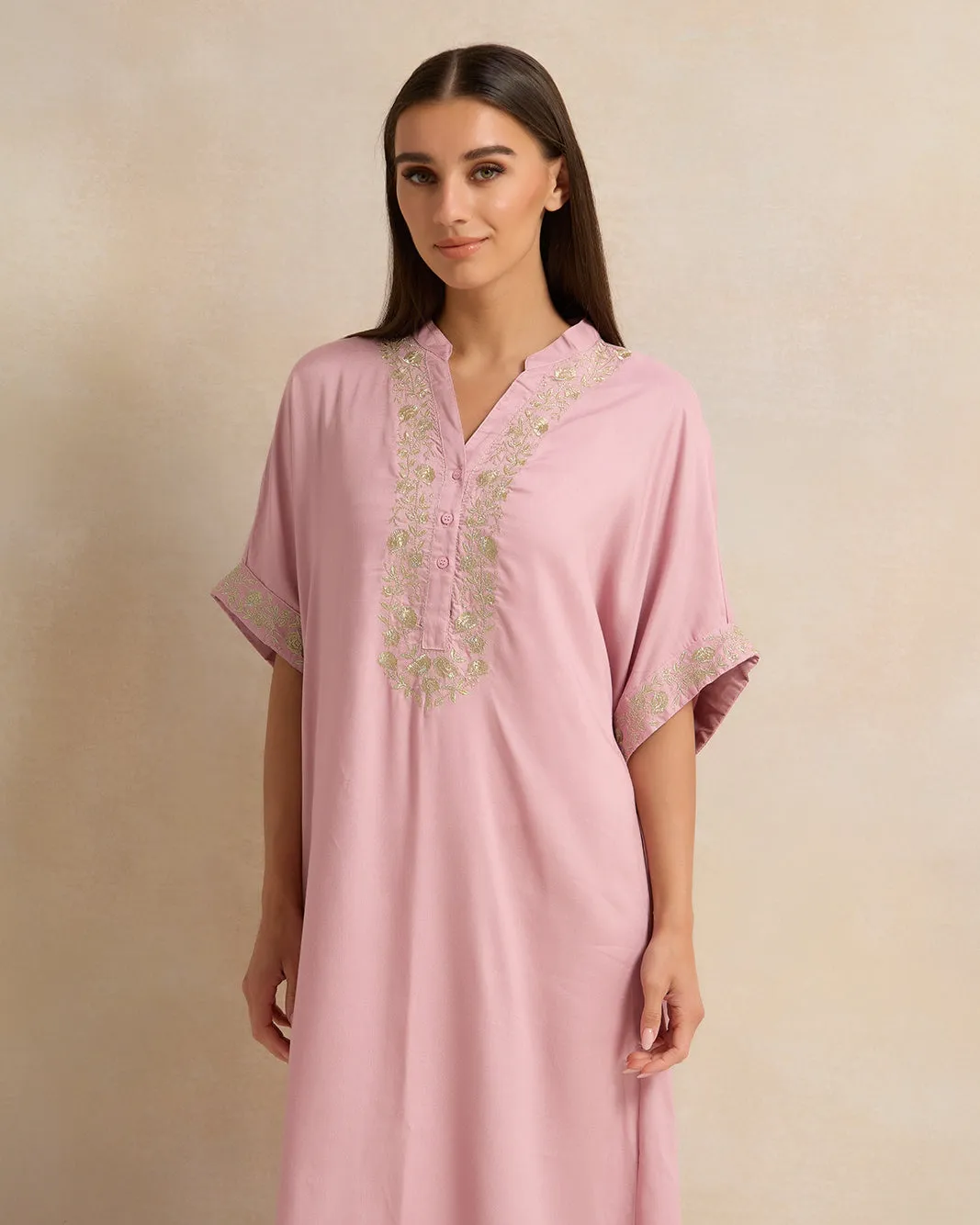 Women Pink Embroidery Kaftan Nightgown sold by Redtag product image thumbnail 2