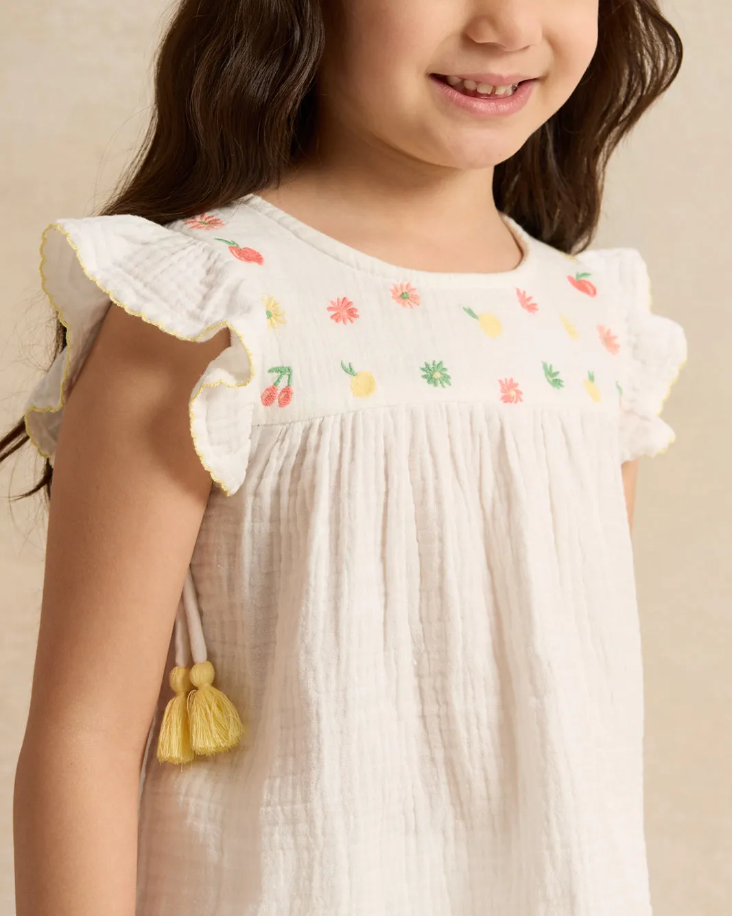 Girls White Embroidered Blouse With Tassels sold by Redtag product image thumbnail 4