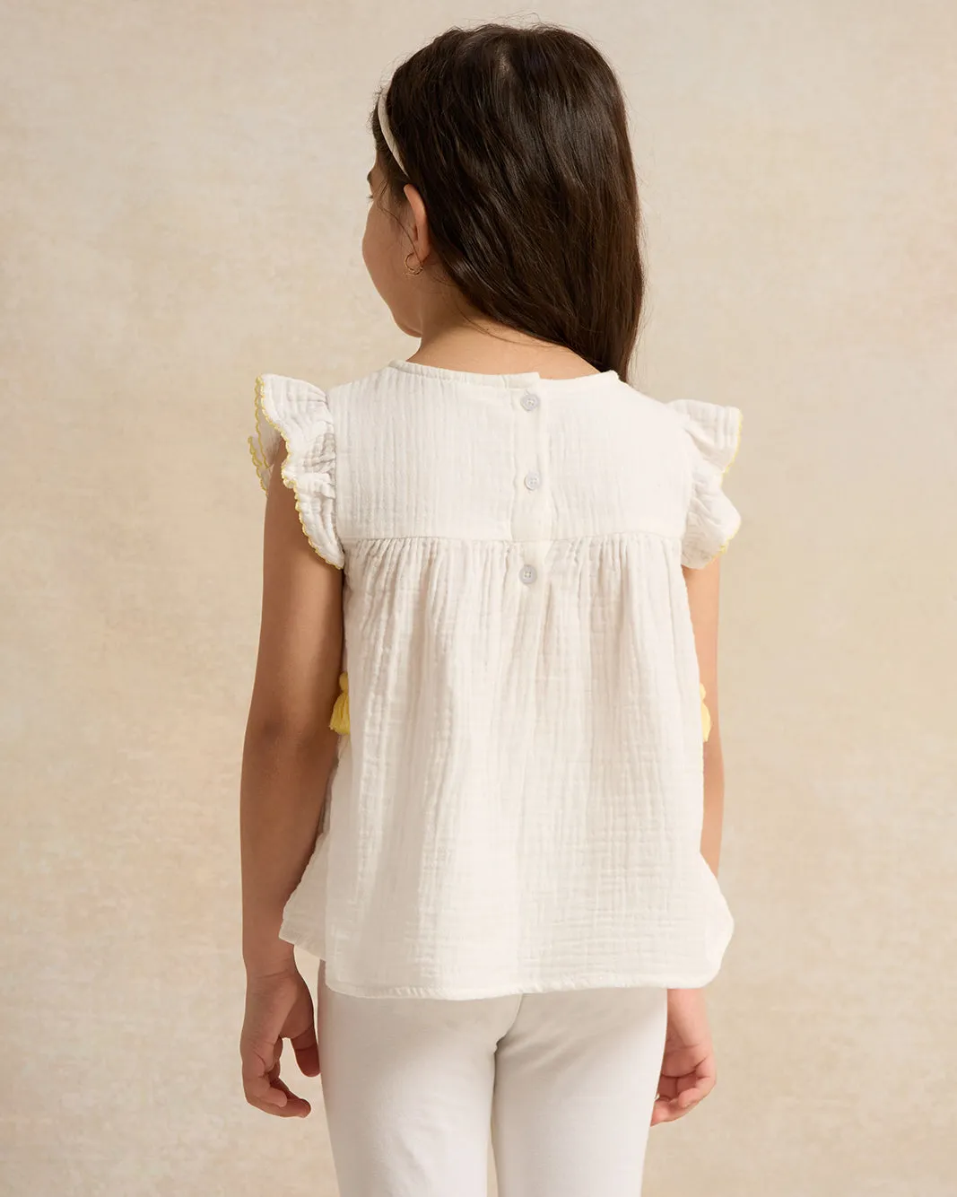 Girls White Embroidered Blouse With Tassels sold by Redtag product image thumbnail 3