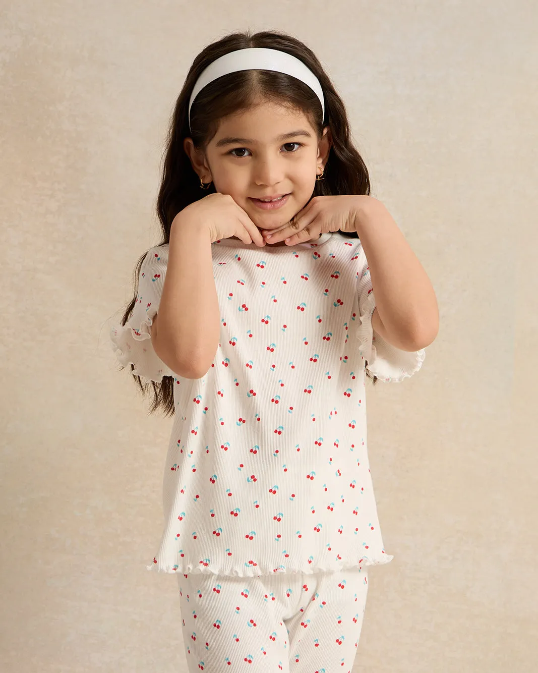 Girls Ivory Flower Print T-Shirt sold by Redtag