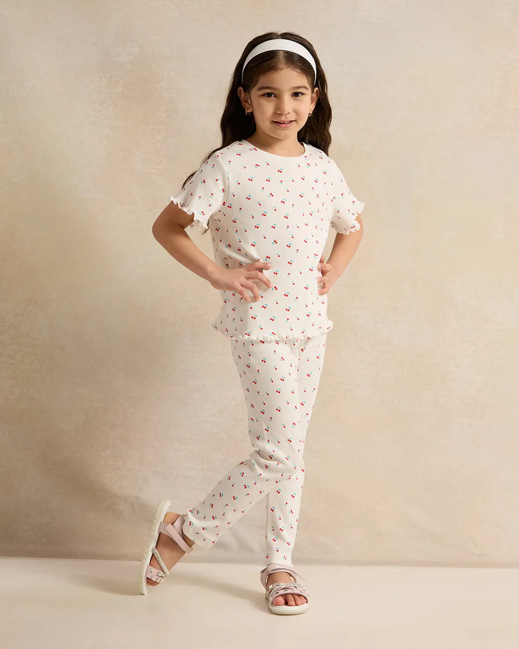 Girls Ivory Flower Print T-Shirt sold by Redtag product image thumbnail 2