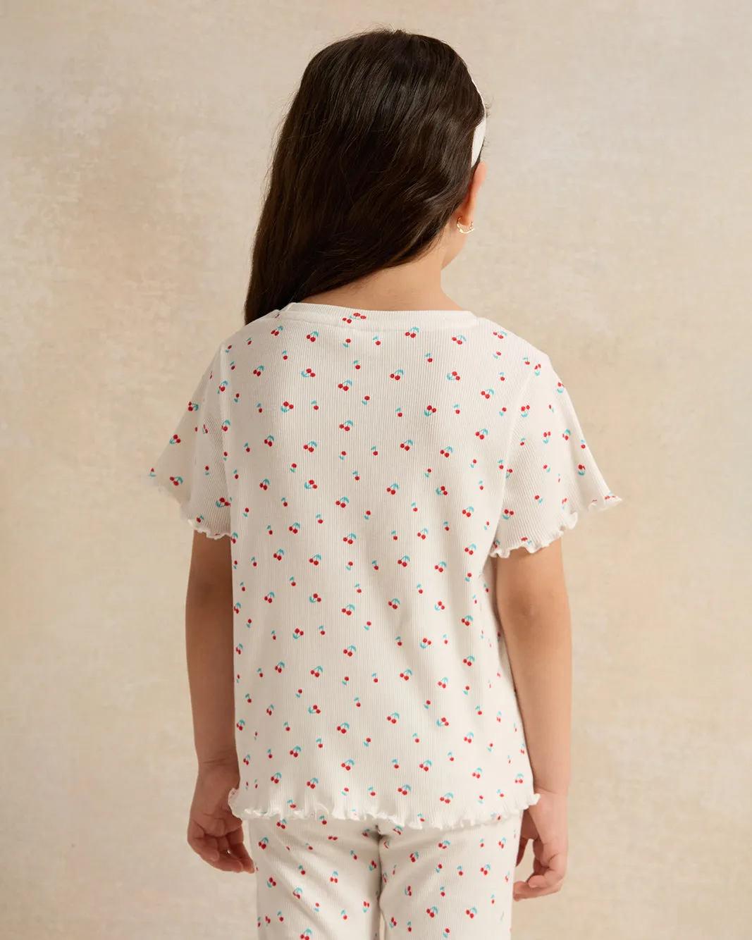 Girls Ivory Flower Print T-Shirt sold by Redtag product image thumbnail 3