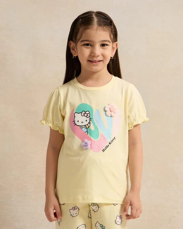 Girls Yellow Hello Kitty Print T-Shirt sold by Redtag