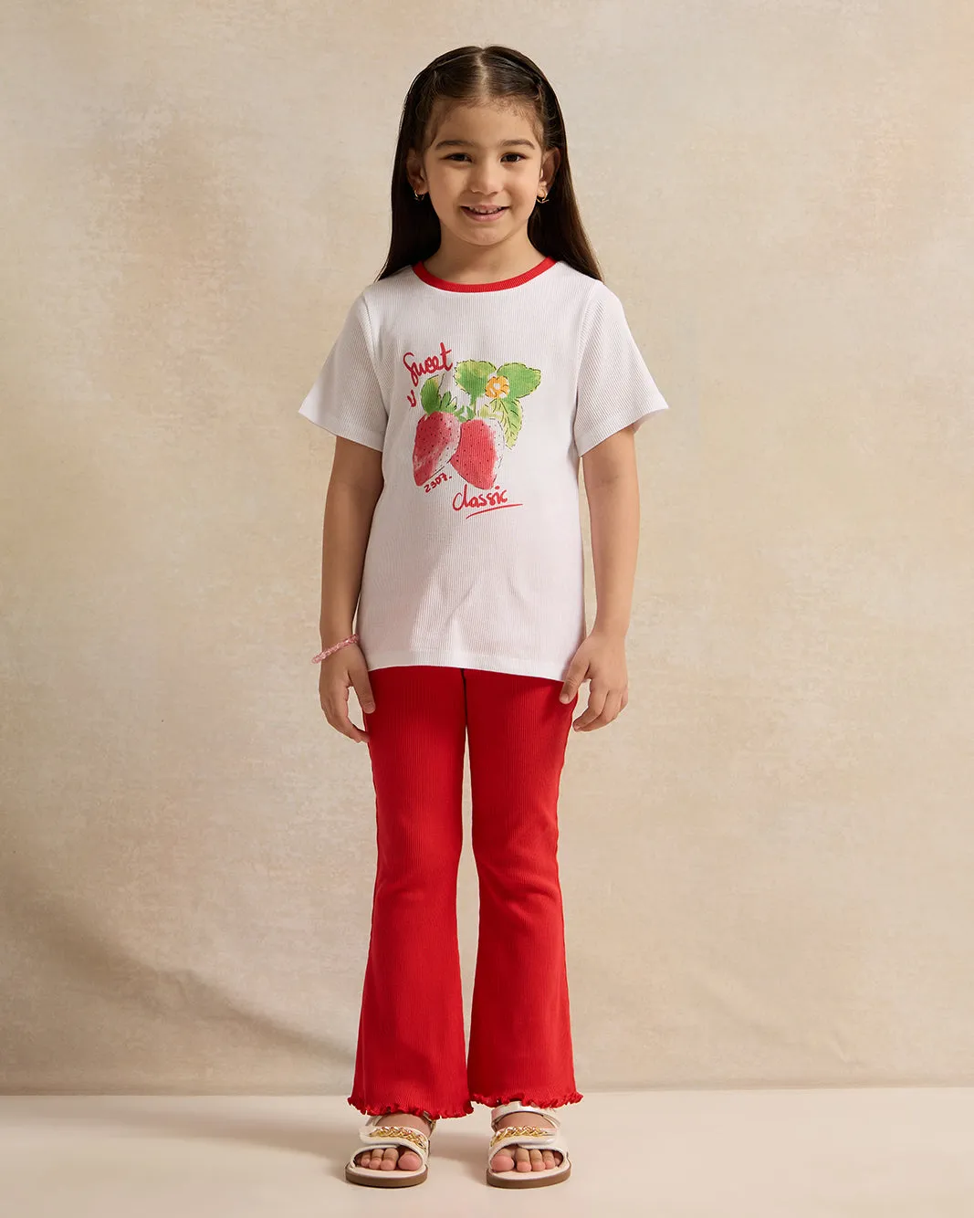 Girls White Strawberry Placement Print T-Shirt sold by Redtag product image thumbnail 2