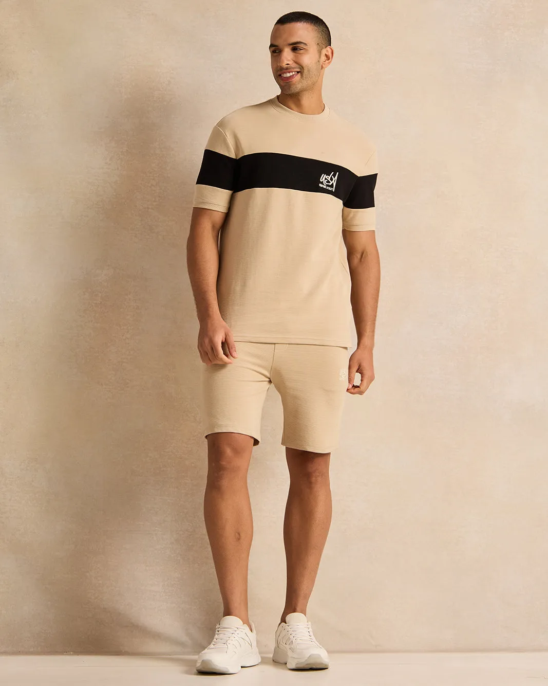 Men Beige Embellished Shorts sold by Redtag product image thumbnail 2