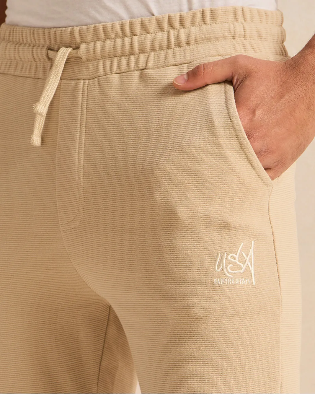 Men Beige Embellished Shorts sold by Redtag product image thumbnail 4