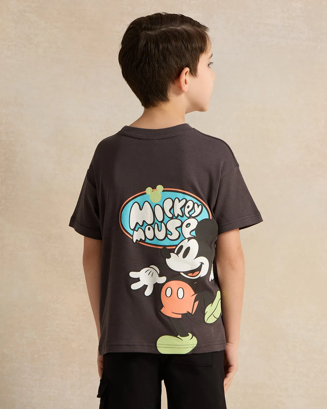 Boys Charcoal Mickey Mouse T-Shirt sold by Redtag product image thumbnail 3