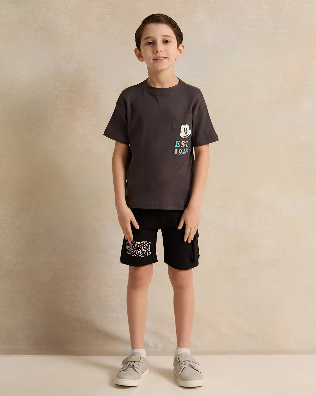 Boys Charcoal Mickey Mouse T-Shirt sold by Redtag product image thumbnail 2