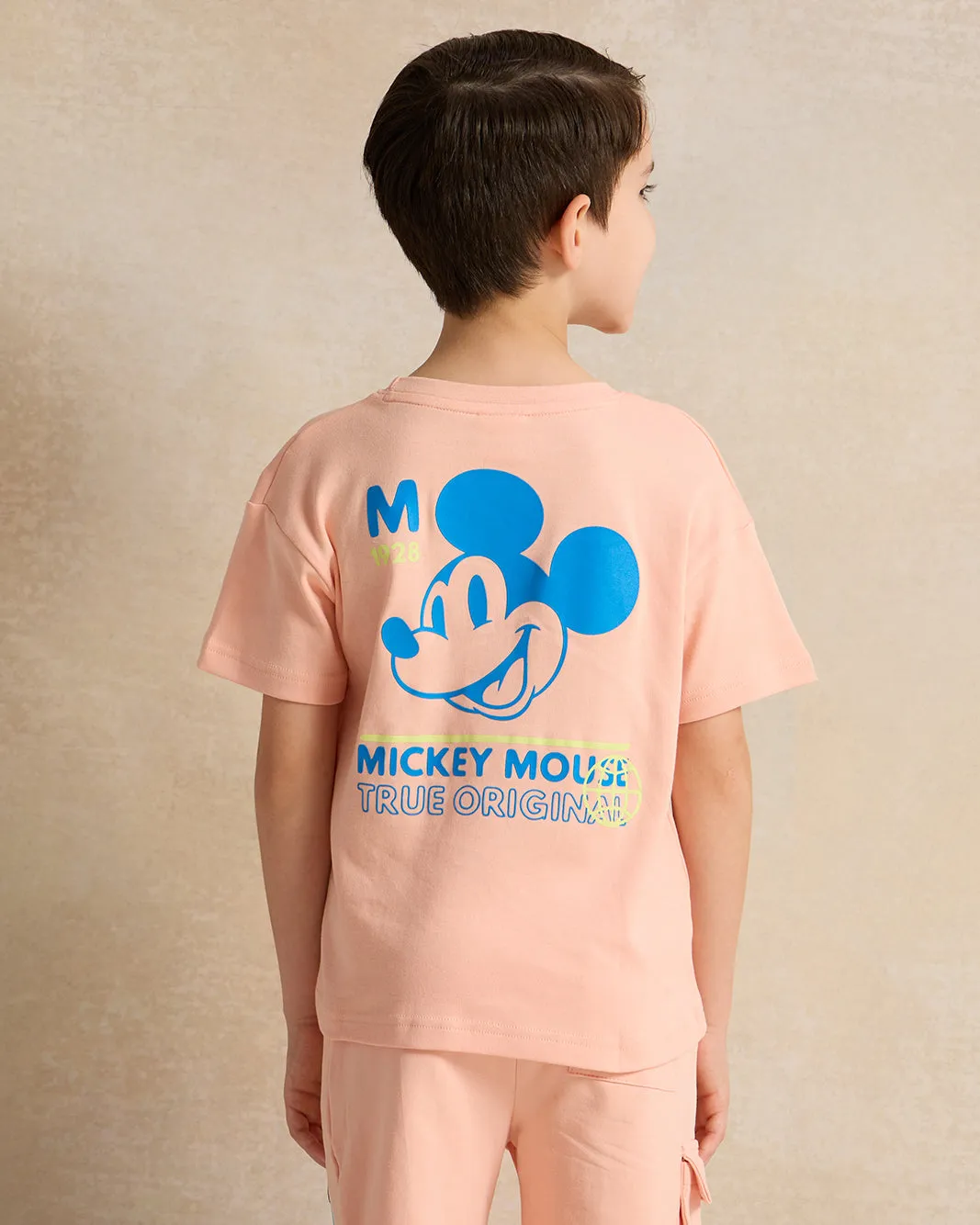 Boys Peach Mickey Mouse T-Shirt sold by Redtag product image thumbnail 3