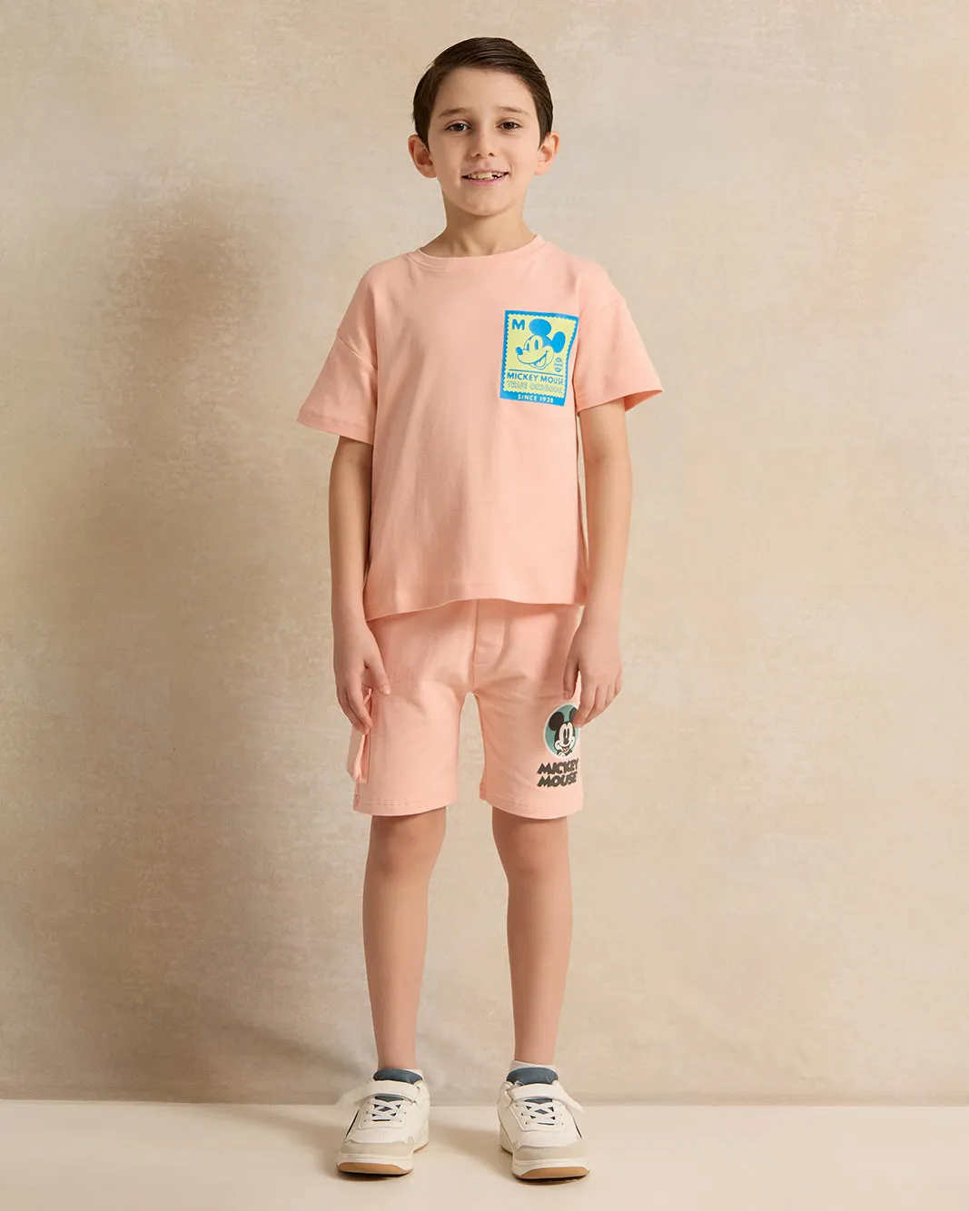Boys Peach Mickey Mouse T-Shirt sold by Redtag product image thumbnail 2