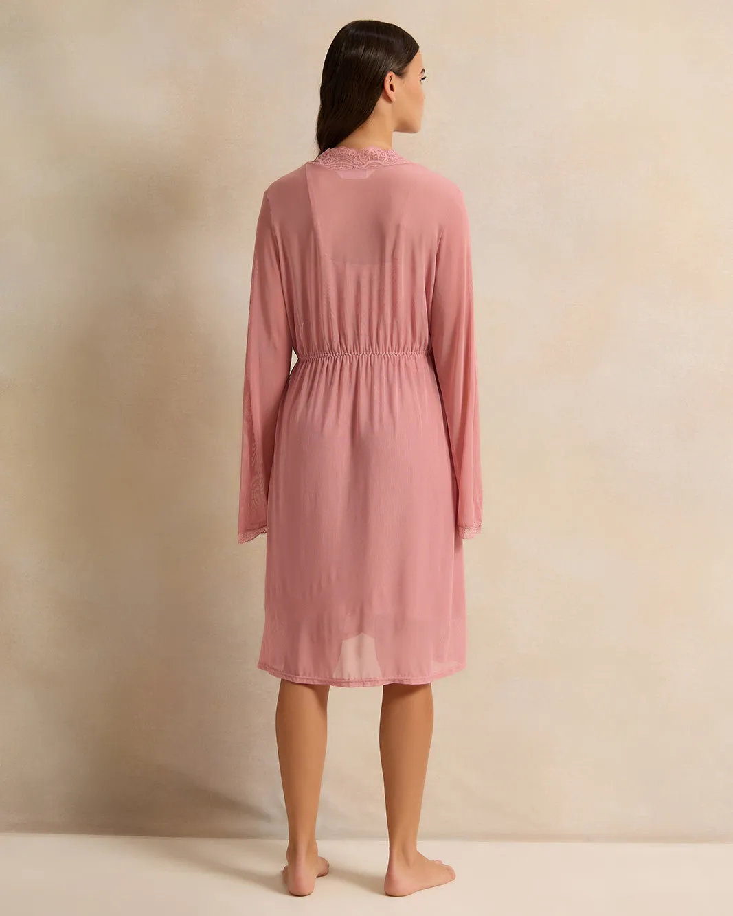 Women Pink Lace Robe sold by Redtag product image thumbnail 3