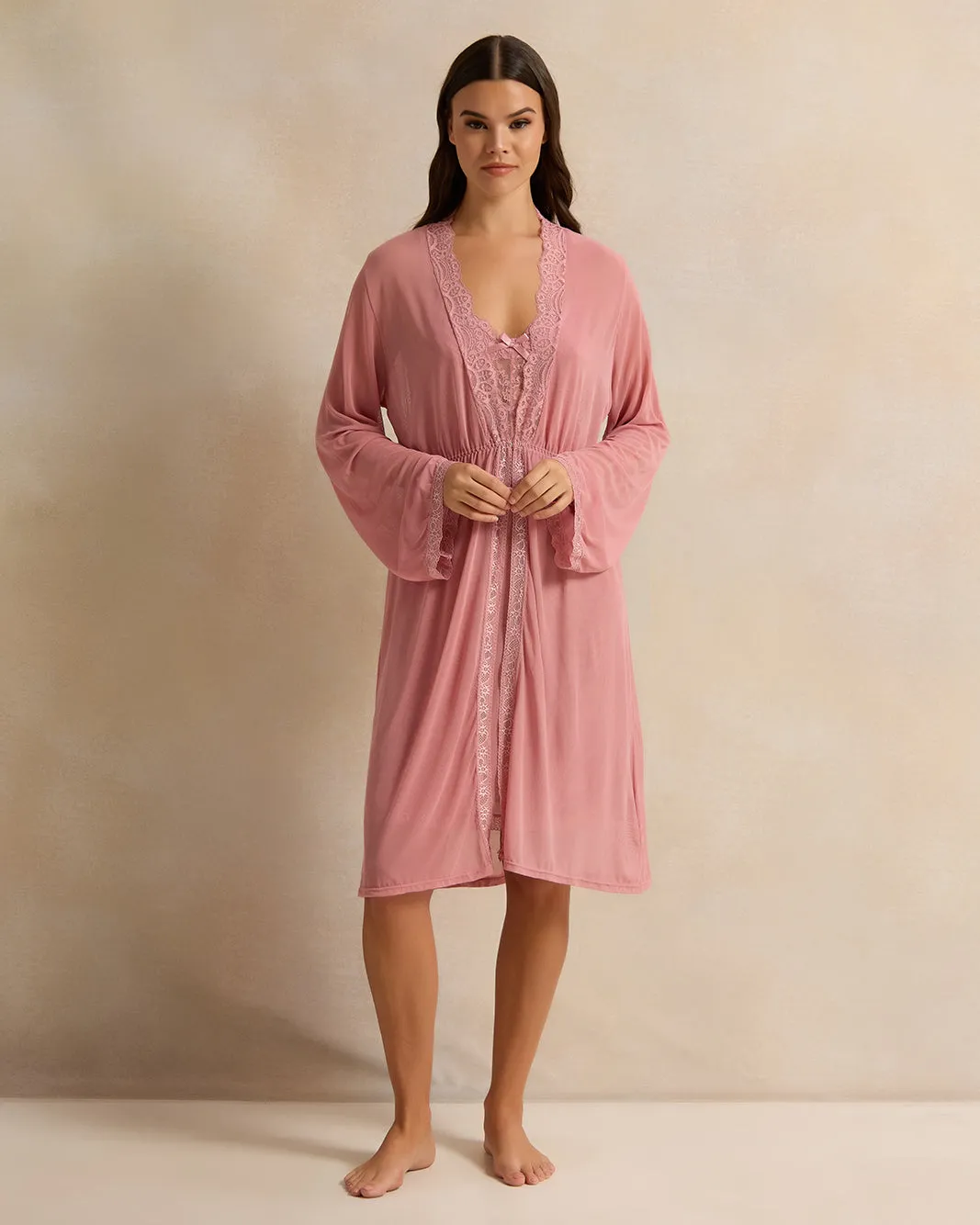 Women Pink Lace Robe sold by Redtag product image thumbnail 2