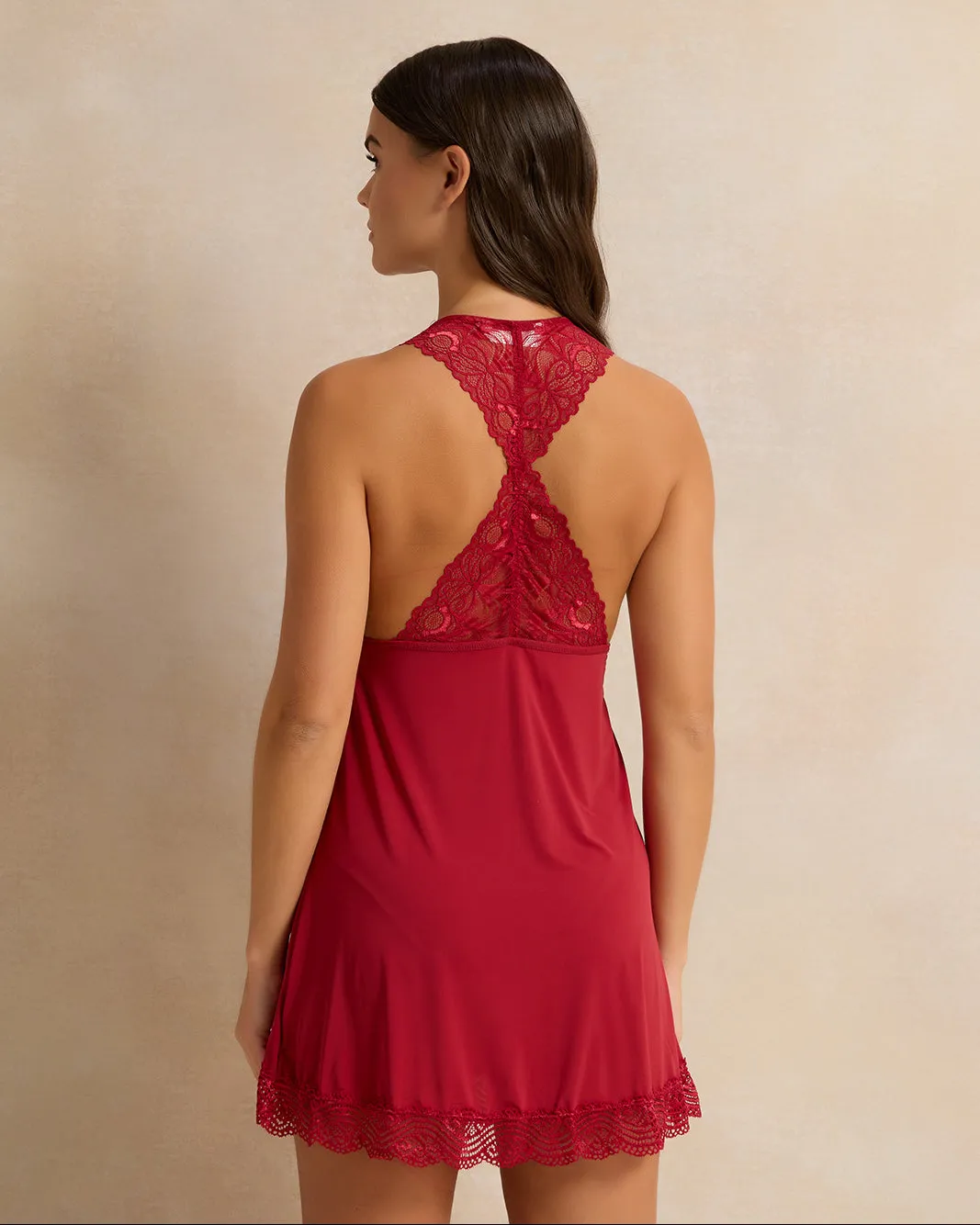 Women Red Lace Embellished Chemise sold by Redtag product image thumbnail 3