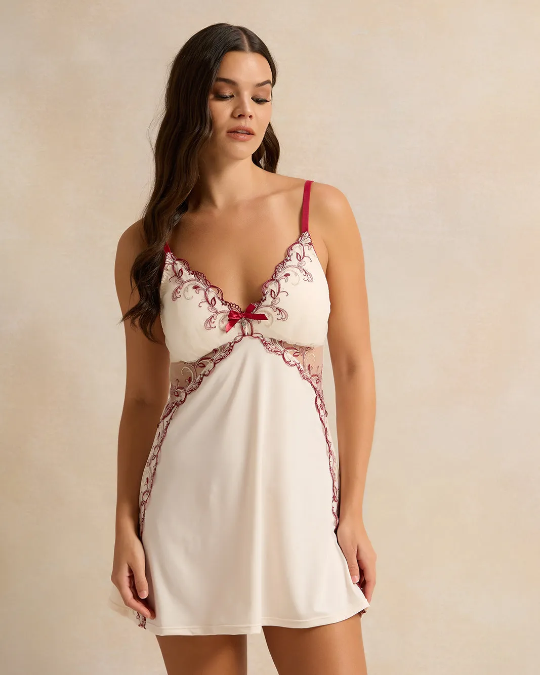 Women White Embellished Chemise sold by Redtag