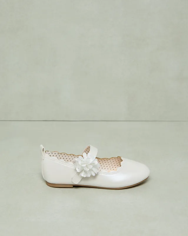 Girls Cream Flower Strap Ballerina sold by Redtag