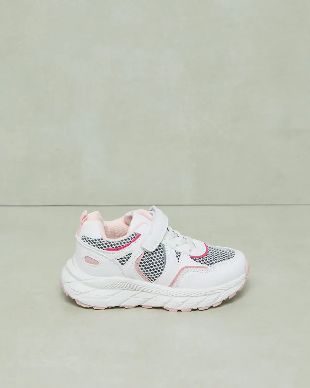 Girls White Material Block Trainer sold by Redtag