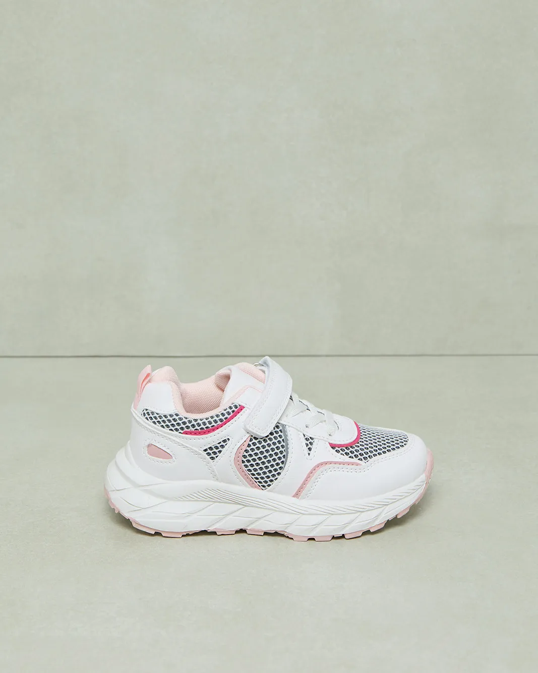 Girls White Material Block Trainer sold by Redtag