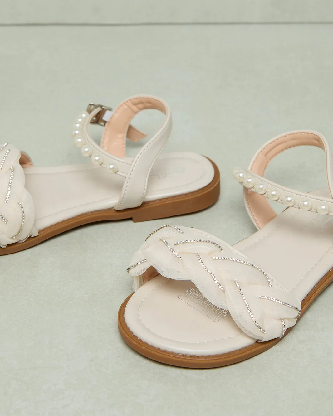 Girls White Pearl Sandal sold by Redtag product image thumbnail 3