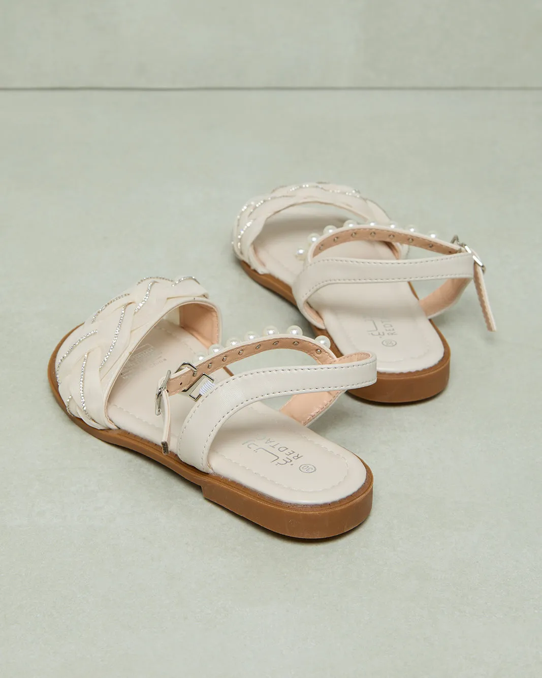 Girls White Pearl Sandal sold by Redtag product image thumbnail 4