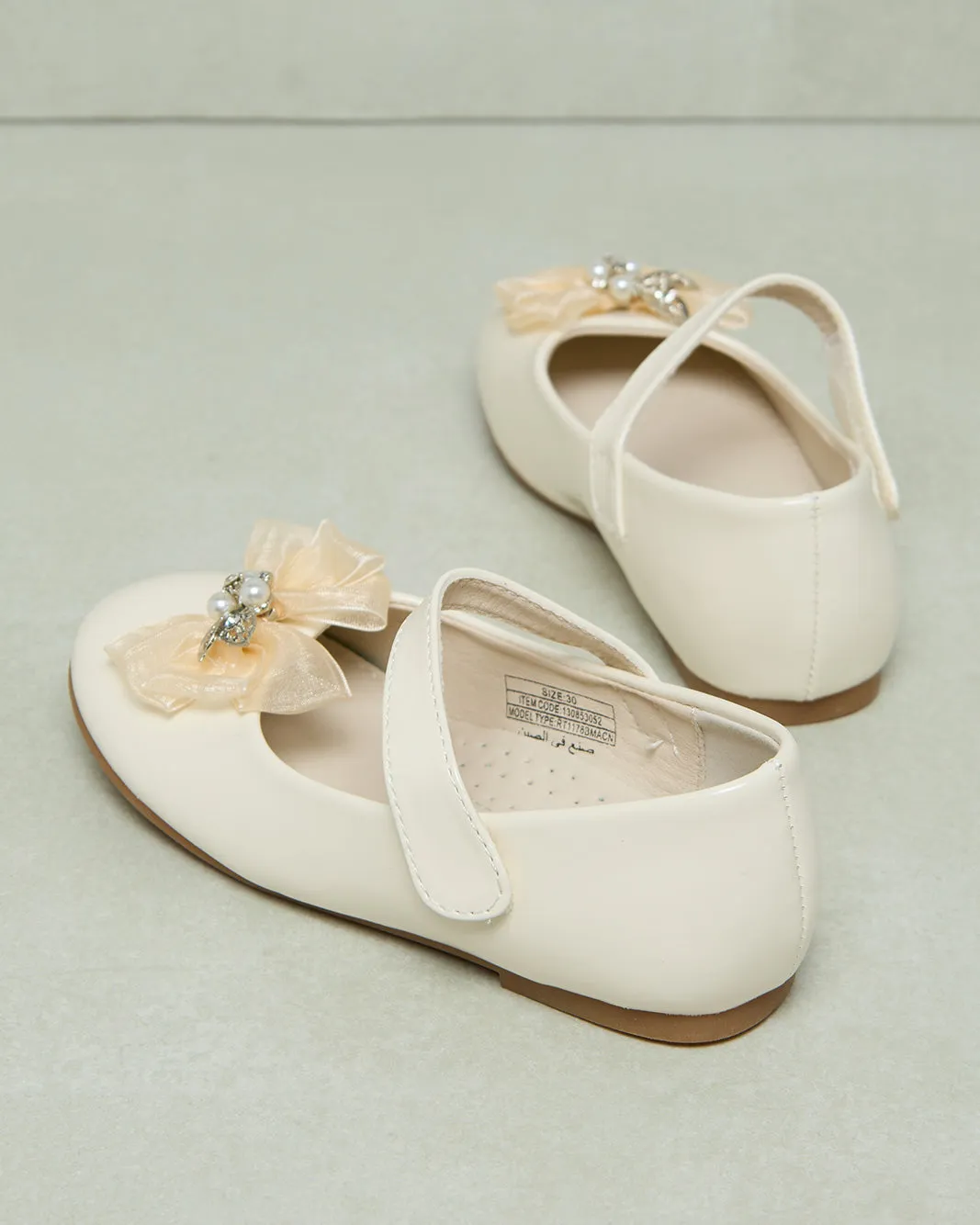 Girls Cream Pearl Bow Ballerina sold by Redtag product image thumbnail 4