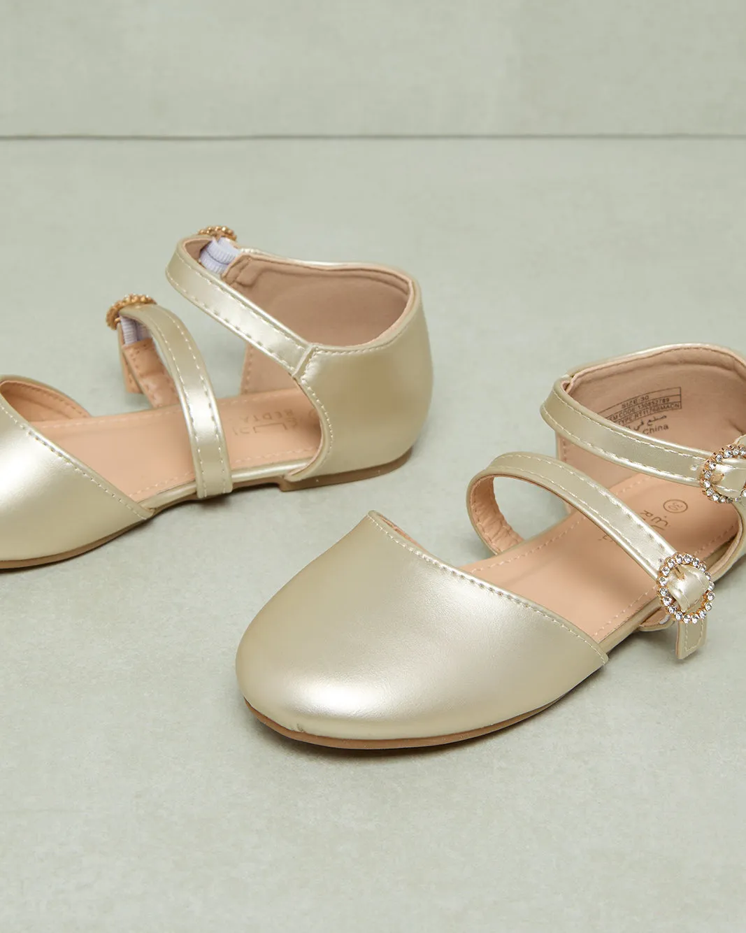 Girls Gold Double Strap Ballerina sold by Redtag product image thumbnail 3