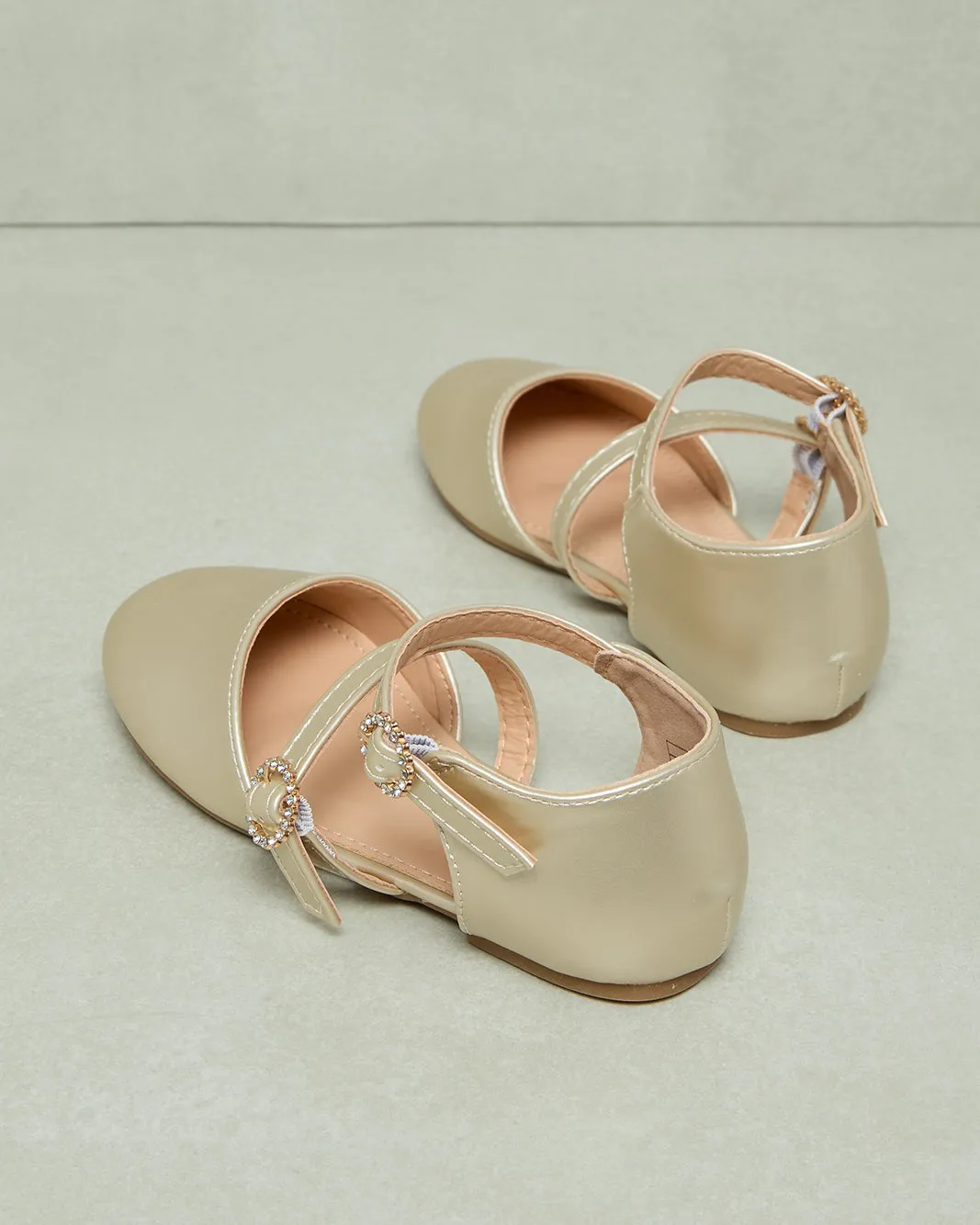 Girls Gold Double Strap Ballerina sold by Redtag product image thumbnail 2