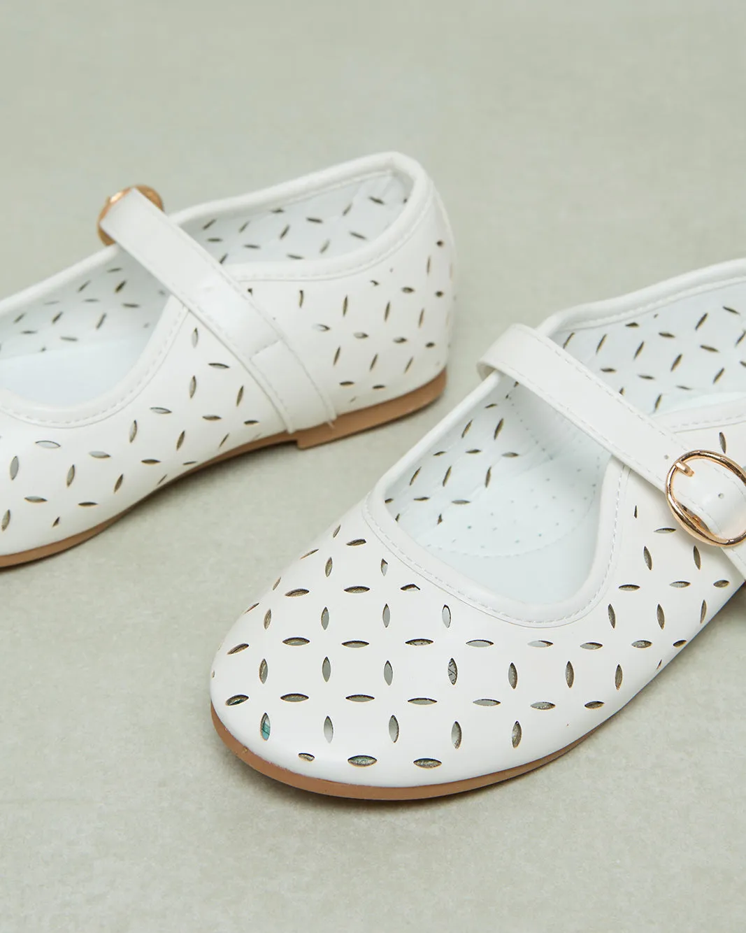 Girls White Laser Cut Ballerina sold by Redtag product image thumbnail 3