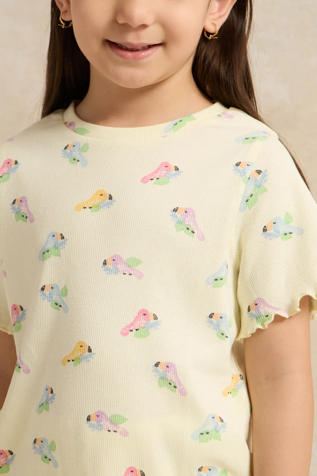 Girls Yellow Printed T-Shirt sold by Redtag product image thumbnail 4