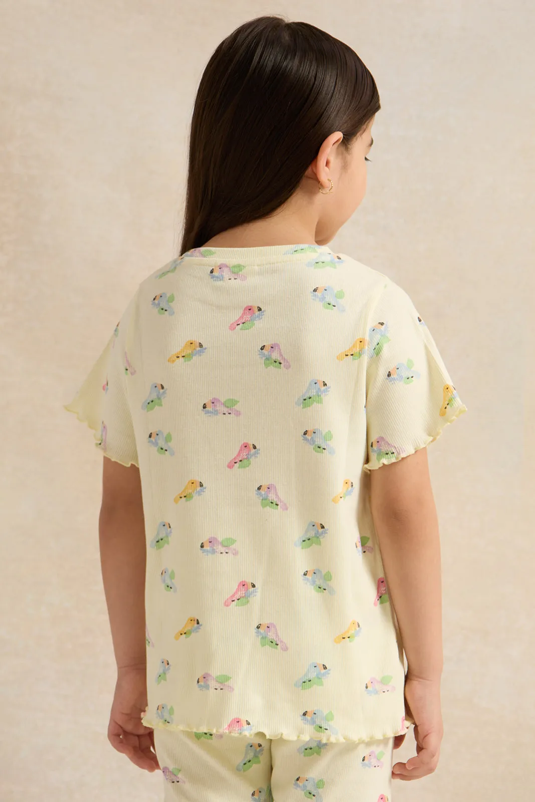 Girls Yellow Printed T-Shirt sold by Redtag product image thumbnail 3