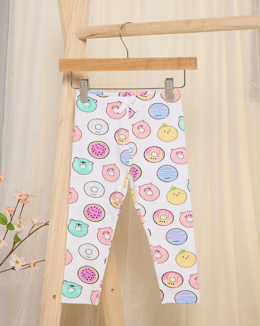 Infant Girls White Doughnut Leggings sold by Redtag